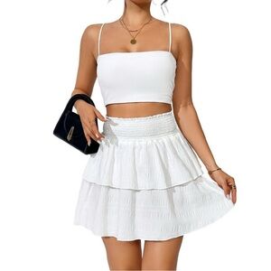 Wild Fable Sz XL Ruffle Skirt Smocked Waist Two Tier Shorts Under NWT Feminine